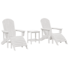 3-częściowy zestaw wypoczynkowy do ogrodu biały HDPE,  Krzesło Adirondack z podnóżkiem białe HDPE,  Bocznym stolik do Adirondack białe 38x38x45 cm HDPE