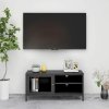 Szafka pod telewizor, antracytowa, 90x30x44 cm, stal i szkło