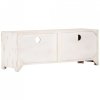 Szafka pod TV z litego drewna akacjowego, 110x30x40 cm, biała