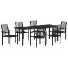 Zestaw do jadalni w ogrodzie  7 szt. Czarny Rattan PVC