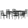 Zestaw do jadalni w ogrodzie  7 szt. Czarny Rattan PVC