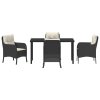 Zestaw 5 Piece Garden Dining Set z poduszkami czarny polirattan