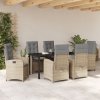 Zestaw jadalny ogrodowy 7-częściowy z poduszkami Beżowy Rattan PE
