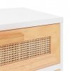 Szafki nocne, 2 szt., białe, lite drewno sosnowe i rattan