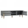 Szafka TV MOLDE, szara, 158x40x49 cm, lite drewno sosnowe