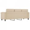 3-osobowa sofa, kremowa, 180 cm, tapicerowana mikrofibrą