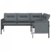 Ogrodowa sofa narożna, antracytowa, stal i textilene