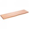 Półka, brązowa, 100x30x(2-4) cm, lakierowane lite drewno dębowe