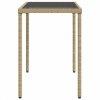 Stół ogrodowy ze szklanym blatem, beż, 115x54x74 cm, rattan PE
