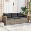 3-osobowa sofa ogrodowa z poduszkami, szara, polirattan