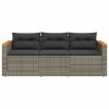 3-osobowa sofa ogrodowa z poduszkami, szara, polirattan