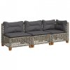 3-osobowa sofa ogrodowa z poduszkami, szara, polirattan