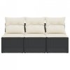Sofa ogrodowa z poduszkami, 3-osobowa, czarna, polirattan