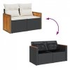 Sofa ogrodowa z poduszkami, 2-osobowa, czarna, polirattan