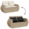 Sofa ogrodowa z poduszkami, 2-osobowa, beż, polirattan