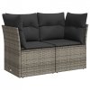 Sofa ogrodowa z poduszkami, 2-osobowa, szara, polirattan