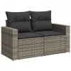 Sofa ogrodowa z poduszkami, 2-osobowa, szara, polirattan