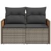 Sofa ogrodowa z poduszkami, 2-osobowa, szara, polirattan
