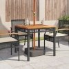 Stolik ogrodowy, czarny, 80x80x75 cm, polirattan i akacja