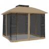 Altana z podwójnym dachem i siatką wokół, taupe, 2,94x2,94 m