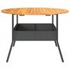 Stół ogrodowy z akacjowym blatem, czarny, Ø110x71 cm, rattan PE