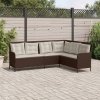 Narożna sofa ogrodowa z poduszkami, brązowa, polirattan