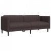 Sofa 3-osobowa, ciemnobrązowa, tapicerowana tkaniną