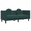 Sofa 2-osobowa z poduszkami, ciemnozielona, aksamit