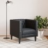 Fotel Chesterfield, czarny, tapicerowany sztuczną skórą
