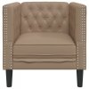 Fotel Chesterfield, cappuccino, tapicerowany sztuczną skórą