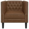 Fotel Chesterfield, brązowy, sztuczna skóra zamszowa