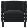 Fotel Chesterfield, czarny, tapicerowany aksamitem