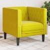 Fotel Chesterfield, żółty, tapicerowany aksamitem