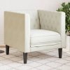 Fotel Chesterfield, kremowy, tapicerowany aksamitem
