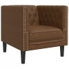 Fotel Chesterfield, brązowy, sztuczna skóra zamszowa