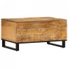 Stolik kawowy, 80x51x40 cm, surowe lite drewno mango