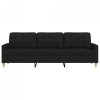 Sofa 3-osobowa, czarna, 210 cm, tapicerowana tkaniną