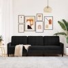 Sofa 3-osobowa, czarny, 210 cm, obita aksamitem