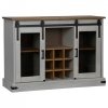 Komoda HALDEN 2 Drzwi przesuwne Biały 112x40x80 cm Drewno lite