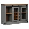 Komoda HALDEN 2 Drzwi przesuwne Szara 112x40x80 cm Drewno lite