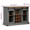 Komoda HALDEN 2 Drzwi przesuwne Szara 112x40x80 cm Drewno lite