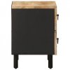 Szafka nocna, czarna, 40x33,5x46 cm, lite surowe drewno mango