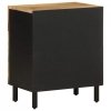 Szafka nocna, czarna, 50x33x60 cm, lite surowe drewno mango