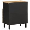 Szafka nocna, czarna, 50x33x62 cm, lite surowe drewno mango