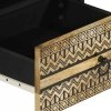 Stolik kawowy, czarny, 80x54x40 cm, lite surowe drewno mango