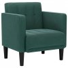 Sofa Fotel z Podłokietnikami Ciemnozielony 53 cm Aksamit