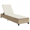 Leżak z poduszkami beżowy 55x200x25,5cm polirattan