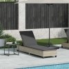 Leżak z poduszkami Jasnoszary 55x200x25,5cm Polirattan