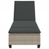 Leżak z poduszkami Jasnoszary 55x200x25,5cm Polirattan