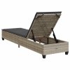Leżak z poduszkami Jasnoszary 55x200x25,5cm Polirattan